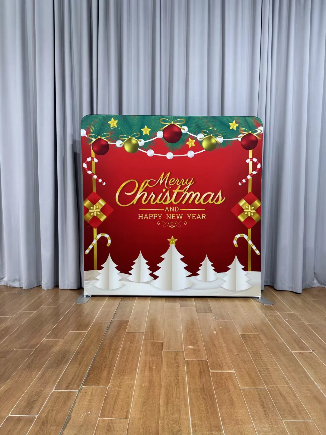 8×8ft and 7.6×7.6ft Christmas-Themed Backdrops for Parties & Events