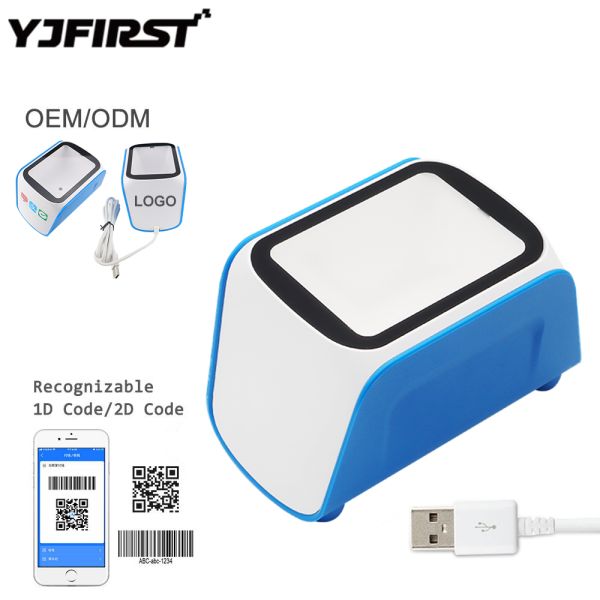 USB QR Code Scanner Desktop LED Table Top Scanners Customized