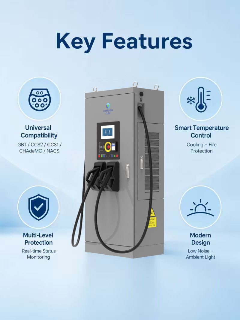 EU‑Standard DC Charger with High‑Strength PC Panel, Outdoor Commercial Fast Charger for Multi‑Scenario Application