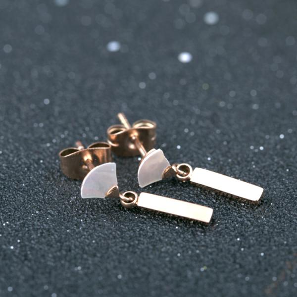 Elegant Lady Fashion Jewelry Stainless Steel Fan-Shaped Drop Earrings