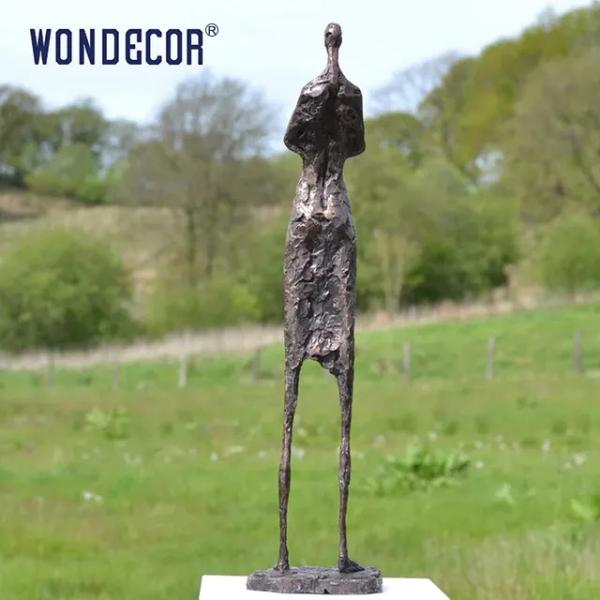 modern high-quality Outdoor abstract person holding rabbit bronze sculpture