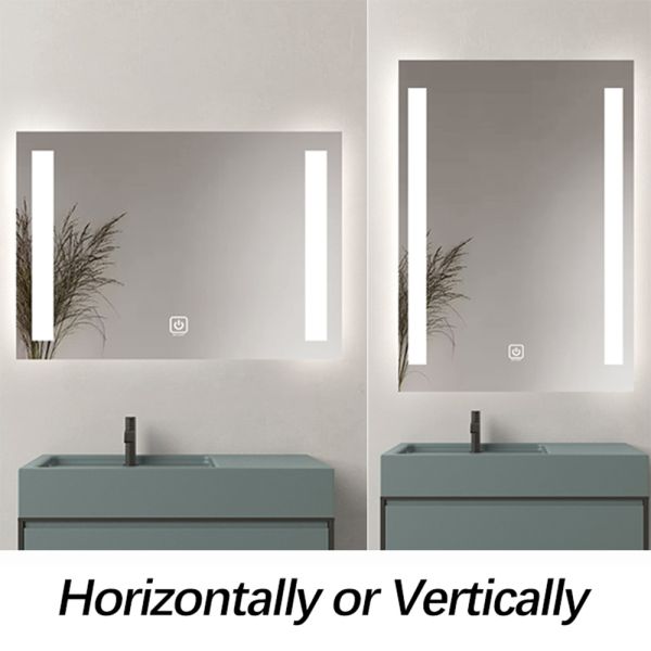 Hotel Frosted Edge Design 3 Color Change LED Anti Fog Bathroom Mirror