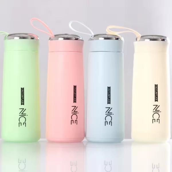 400ml Glass Mini Outdoor Portable Leakproof Water Bottle With Lanyard for