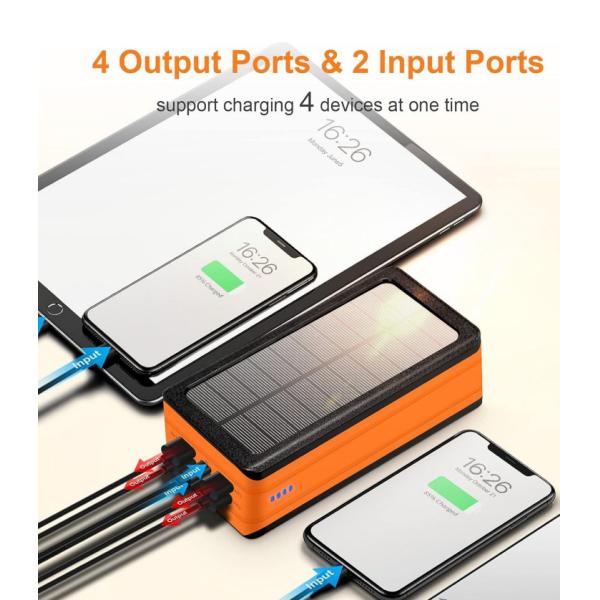 Беспроводный портативный солнечный аккумулятор зарядное устройство для телефона 50000mAh мощность