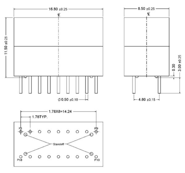 Base compatible de L1CN001-0 LINK-PP LP81801NL 1000 - port simple LAN Filte Transformer 18PIN de T