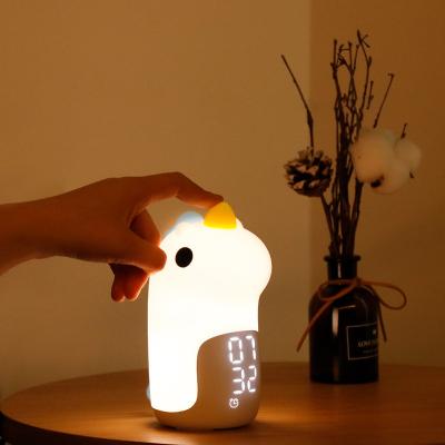 USB Charging Table Lamp Kids Silicone Nightlight Unicorn Alarm Clock Children's Teaching
