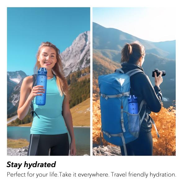 HAS 32oz Motivational Water Bottles With Time Marker & Fruit Strainer