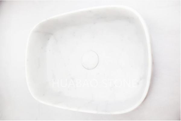 Bianco Carrara  Stone Sink Basin , Decorative Bathroom Sinks Easy Maintenance
