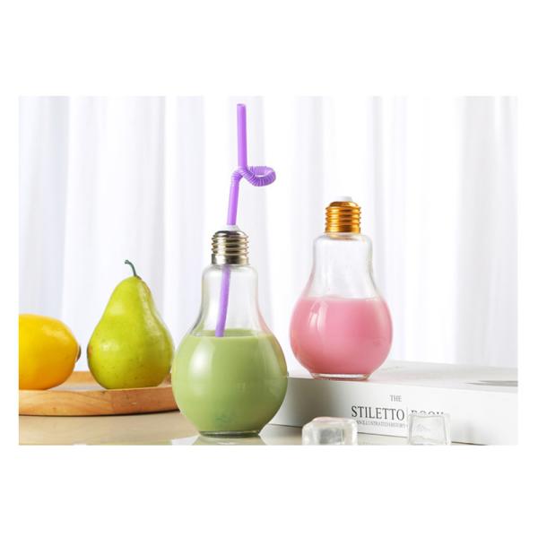 Бутылка напитка формы электрической лампочки стеклянная с емкостью крышки/клиента солом