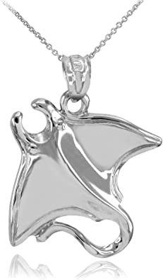 Fine 925 Sterling Silver Sting Ray Bead Charms Pendant Necklace