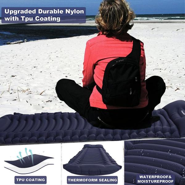 Inflatable Sleeping Pad for Camping, Extra Thickness 3.9 Inch Camping Pad with Pillow, Quick Inflation by Stamping
