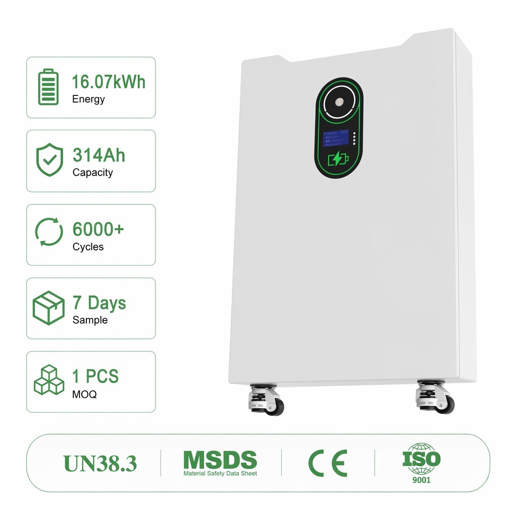 Floor-Mounted LiFePO4 Battery 51.2V 314Ah 16kWh Whole Home Energy Storage Smart