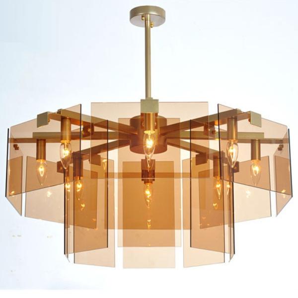 Post-modern simple square lens glass pendant lamp living room chandelier Dining room chandelier