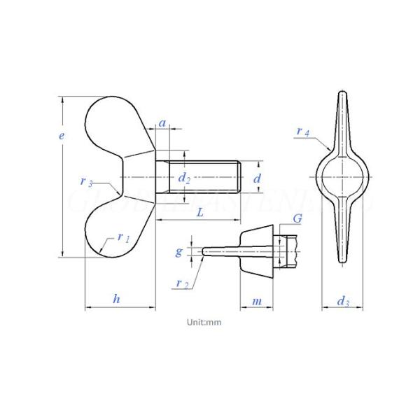 Butterfly Bolts DIN 316 304 Stainless Steel Carbon Steel Wing Bolts M8M10M12M16 Hand Twisted Bolts