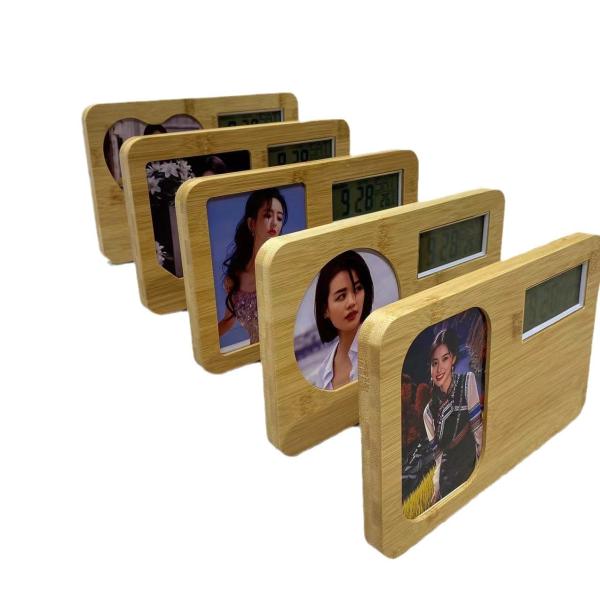 Cadre photo de l'horloge numérique en bois pour l'impression par sublimation