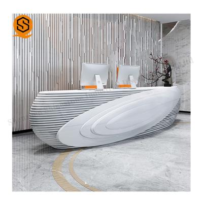 Artificial Stone Beauty Salon Reception Desk Matte Or Glossy Surface Finish