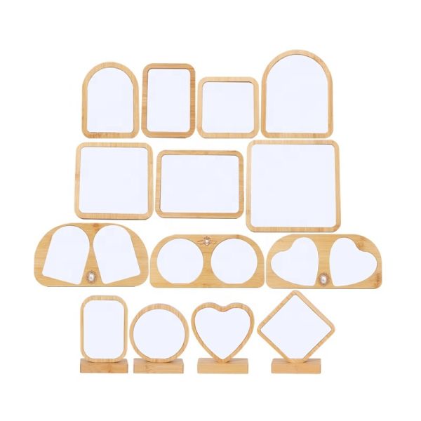 Sublimation Bamboo Picture Frames Home DIY Design Aluminium Disc Photo Slate Custom Bamboo Frame