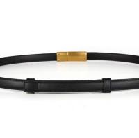 hebilla de pelado bloqueada de la correa negra de la moda de las mujeres del 1.3cm del oro flaco del lutecio
