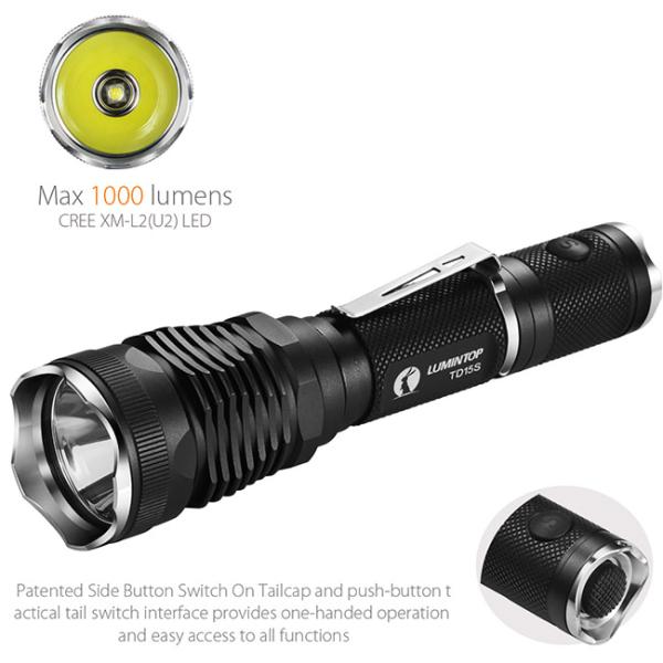 Easy Operate Lumintop Td15s Flashlight , Tactical Police Flashlight With Fliter
