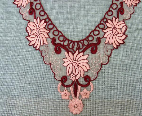 100%Polyester  Embroidery  Pajams Collar Lace   Mesh Based Necklace Decoration
