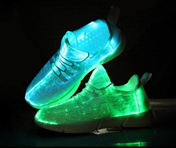 11 Rainbow Fiber Optic LED Shoes Light Up Led Sneakers Breathable Fiber Fabric