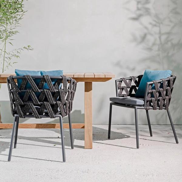 Outdoor Furniture Dining Room Set with Aluminum Frame Teak Wooden Dining Table and Chairs