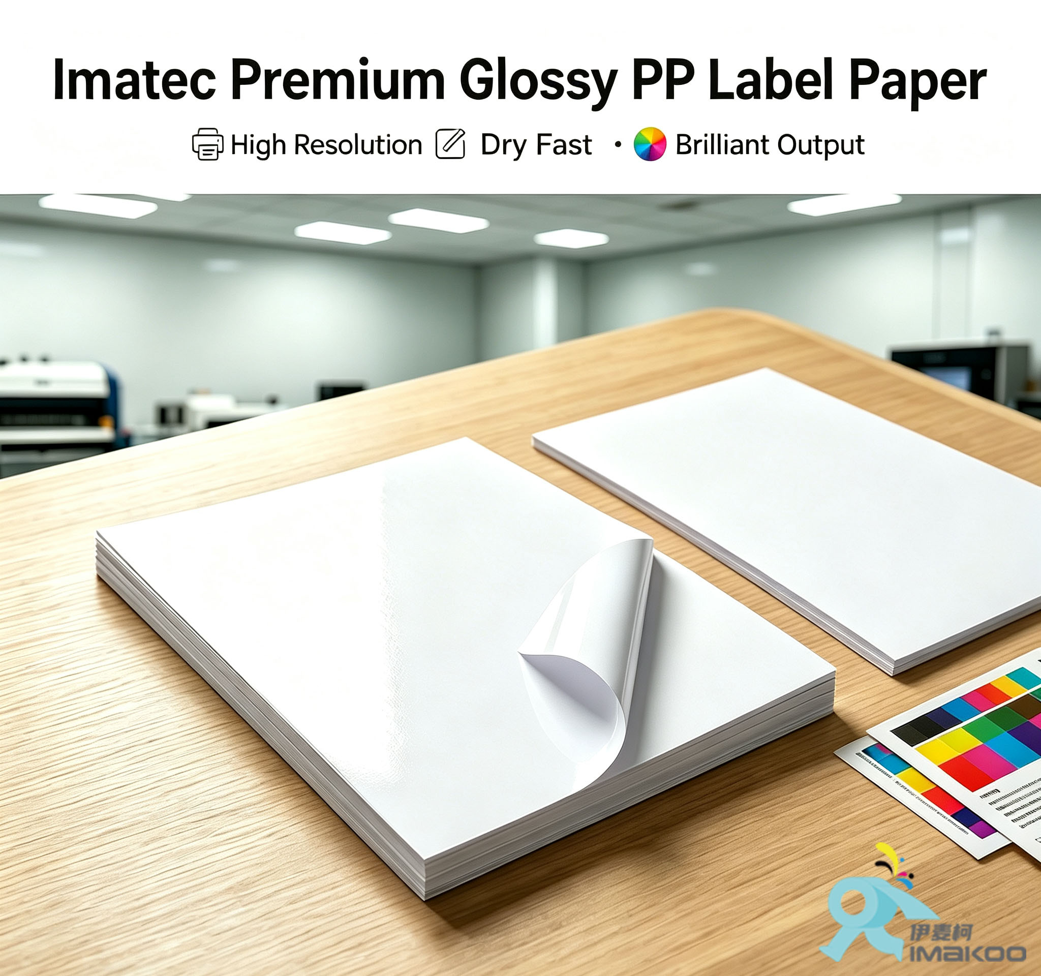 Inkjet Glossy Polypropylene Label Sticker Paper Printable Waterproof 100micon PP Sticker A4 A3