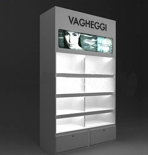 A melamina terminou os armários de exposição de madeira para o cosmético/jóia/cigarro