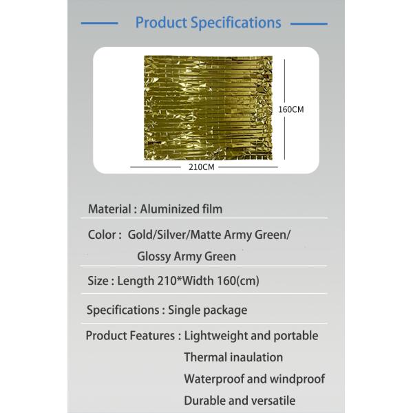 Outdoor Emergency Insulation Blanket Manual Power Source Waterproof insulation blanket