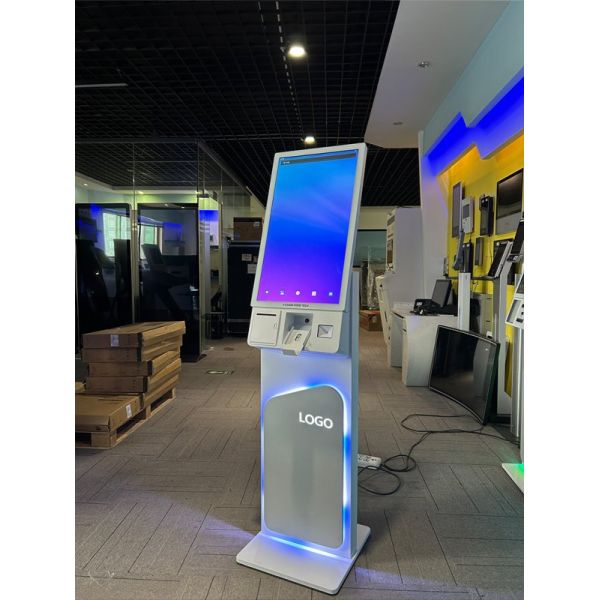 27/32 Inch Floor Standing Touch Screen Self Service Kiosk with 1920X1080 Resolution for Self Ordering and Interactive Use