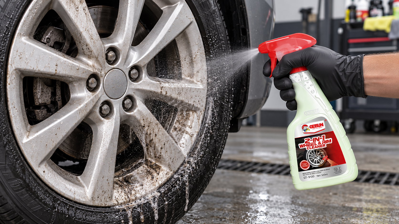 GETSUN GT-9100 2-in-1 Wheel & Rim Cleaner Spray 500ml