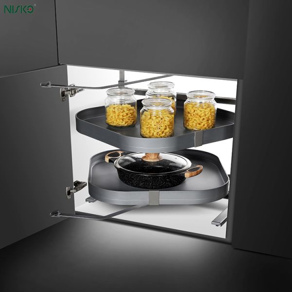 Revolving Pull-Out Pantry Tall Tray Magic Corner Drawer Baskets Kitchen Orgainzer