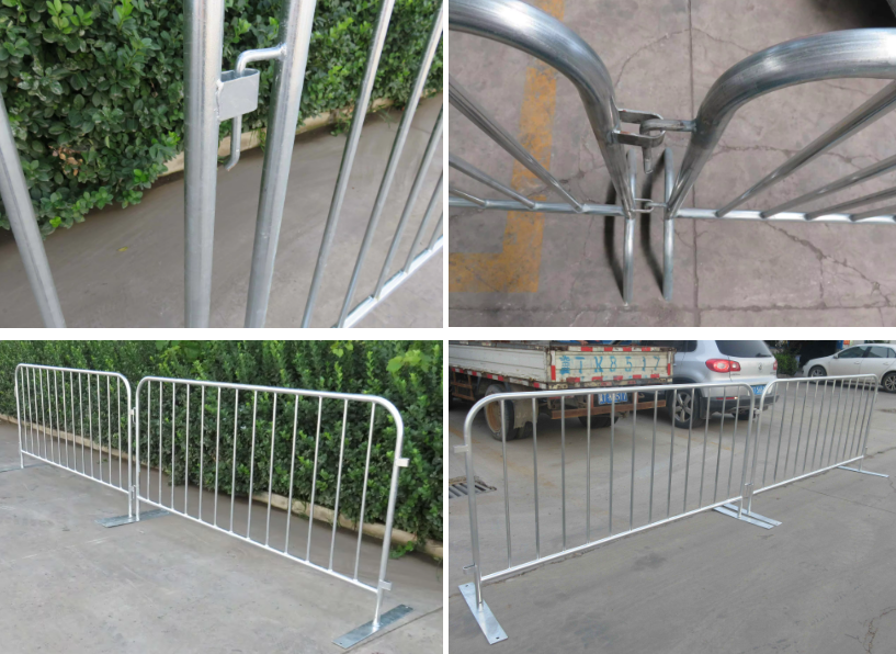 Portable Removable Steel Crowd Control Barrier Flat Bridge Claw Feet 1.1x2.0m