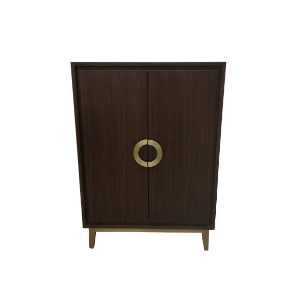 Brass metal base 5-star American hotel Custom made 2-door walnut tall cabinet