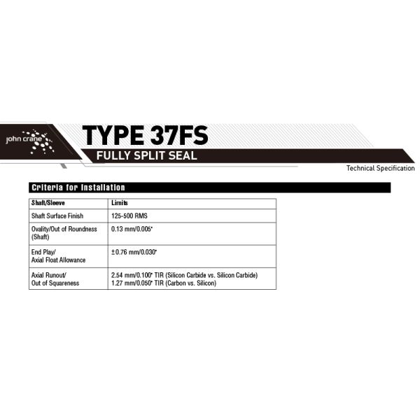 John Crane Type 37FS Split Mechanical Seals for Agitators Mixers Pumps