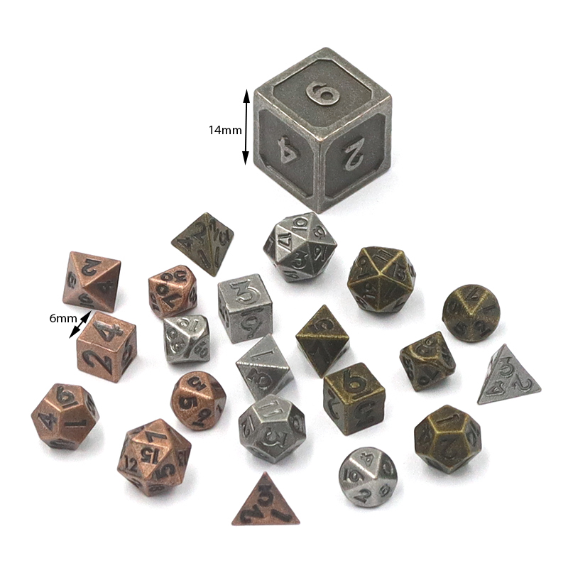 In Stock Mini Zinc Alloy Metal Dice Set 6mm Size with Customized Logo for D&D & RPG