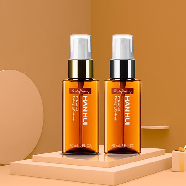 Квадратный янтарь Маленькие 60 мл ПЦР ПЭТ пластиковые лосьоны бутылки Косметические контейнеры