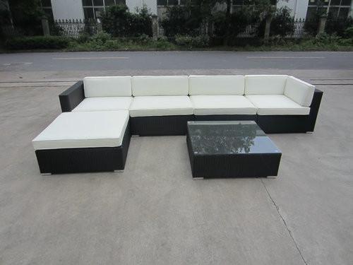 Commercial Building Sectional Sofa , Rattan Wicker Corner Sofa