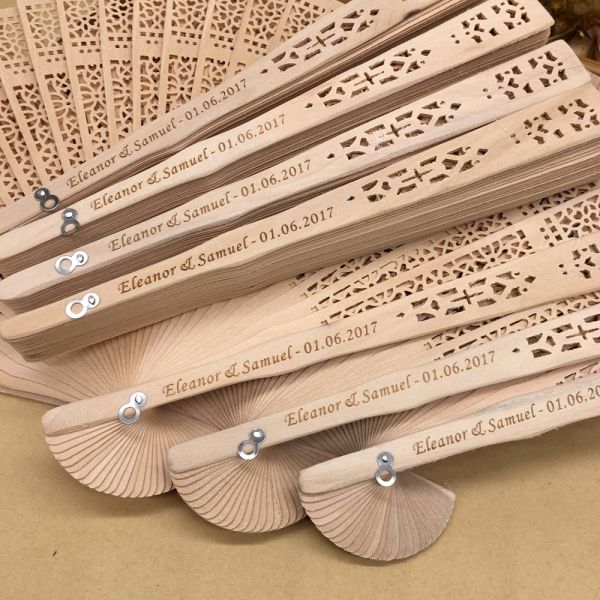 Personalised Nature Wooden Folding Hand Fan for Wedding Souvenir Gift