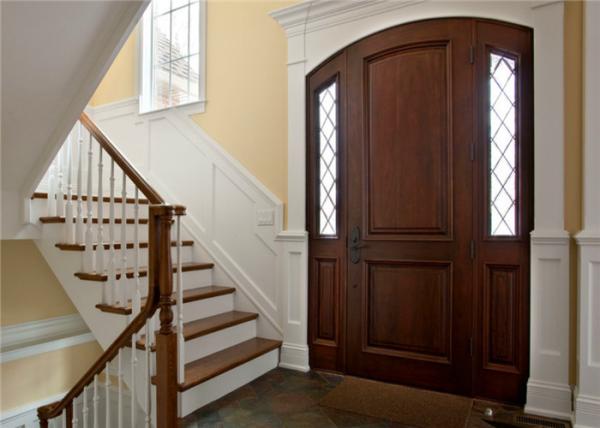 Exterior Solid Wood Doors , Double Open Grill Main Solid Wood Front Entry Doors