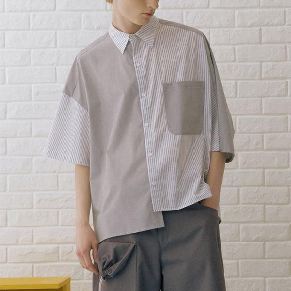 Summer Mens Trendy T Shirts Turtleneck Collar Anti - Wrinkle Patchwork Style