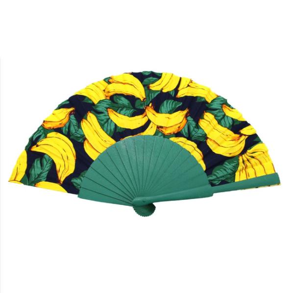 Technique Painted Wood Hand Fan Customized Design for Gift Museum Souvenir White Color