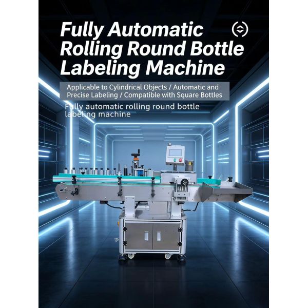 Fully automatic rolling round bottle labeling machine CH-301 glass bottle, plastic bottle, honey chili sauce, self-adhesive labeling machine manufacturer