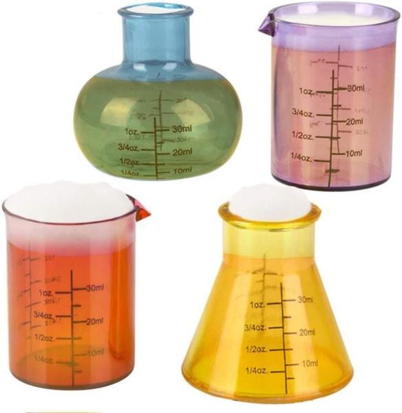 Chemistry Glass Set, 4 Plastic Laboratory Glasses, Funny Scientific Gifts, Cool Chemistry Graduation Gag Gift