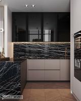 Armoires de cuisine modernes noires et brillantes Lacqur Armoires de cuisine noir et blanc
