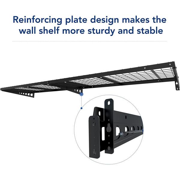 Металлический одноуровневый гараж Хранилище Стенные полки Монтированные тяжелые полки прочные стенные полки Сильный гаражный организатор