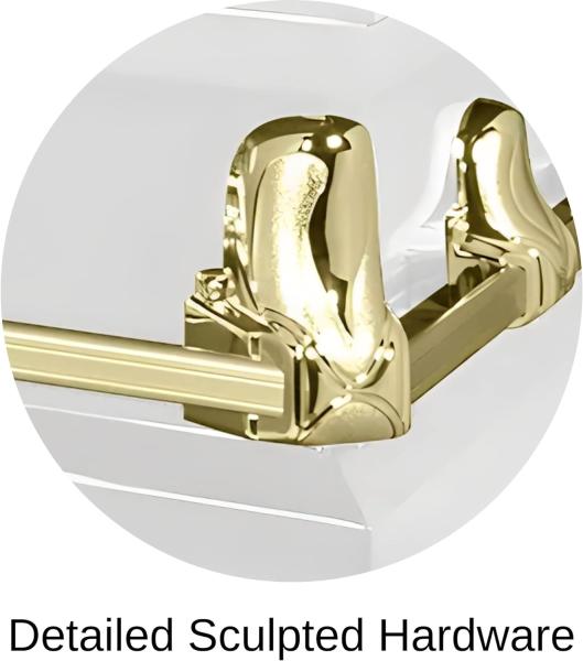 Casket Orion Series Steel Casket (White And Gold) Handcrafted Funeral Casket - White And Gold Finish With White Crepe