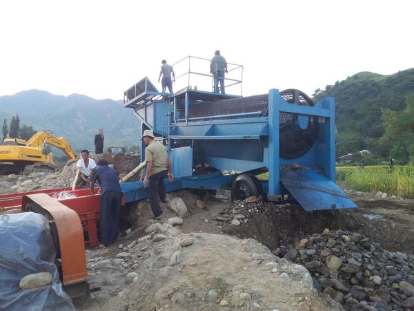 150m3/H, 75Kw poder, comprimento de 9m, móvel de aço, giratório, tela do Trommel da lavagem do ouro