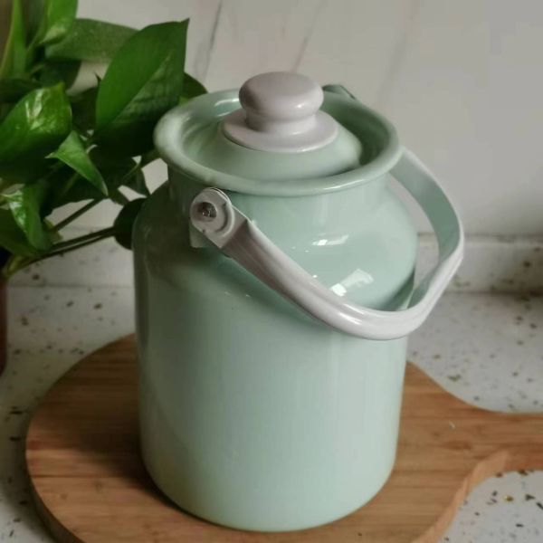 Sustainable Enamel Milk Can 2.9L 4.2L 6L Milk Bucket Metal Ice Bucket
