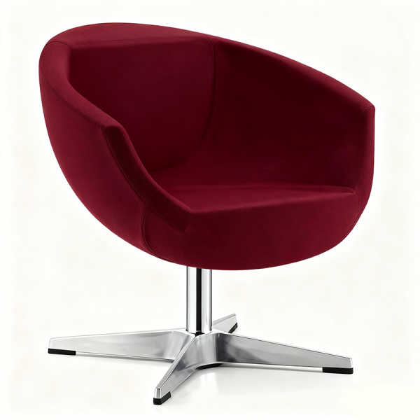 2025 Modern Portable Swivel Single Lounge Chair with Wool Fleece Backrest Metal Legs for Apartment & Dining Rooms